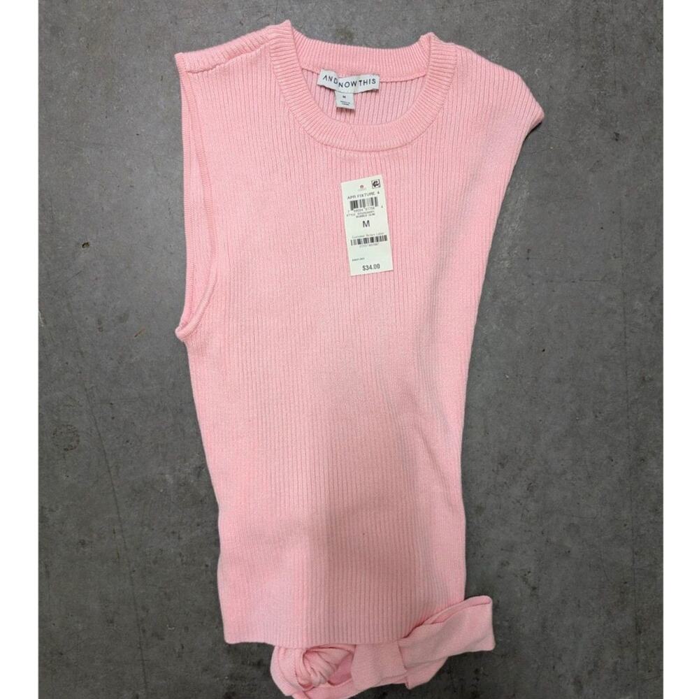 And Now This Bubble Gum Pink Ribbed Knit Sleeveless Sweater Tank Top Modern